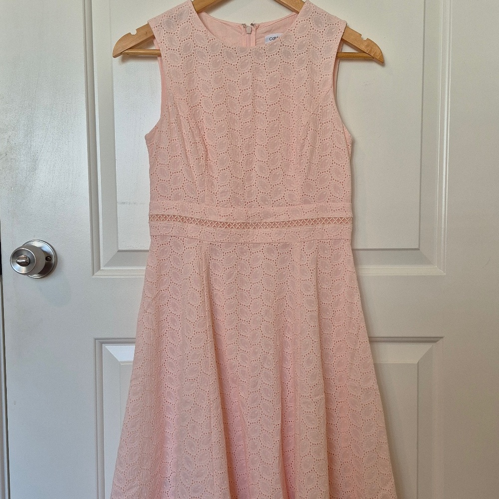 EUC! Calvin Klein Sleeveless A-Line Dress, Size 2, Apricot Pink
